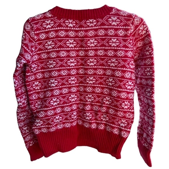 Gap Kids Fair Isle Knit Sweater XS (4-5) Holiday Christmas Red White Long Sleeve - Picture 4 of 8